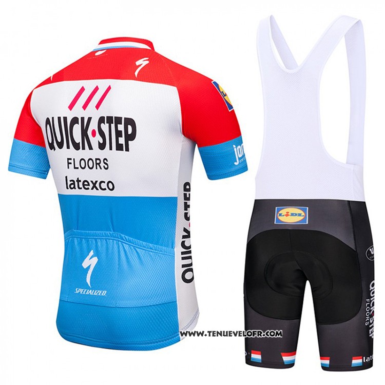 2018 Maillot Ciclismo Quick Step Floors Rouge Blanc Bleu Manches Courtes et Cuissard